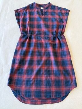 Bridge & Burn — NWOT Clement Plaid Shift Dress with Waist Cinch — Size L